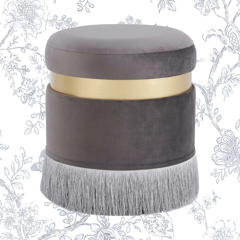 Storage Ottomans 16'' Wide Velvet Round Storage Ottoman with Storage