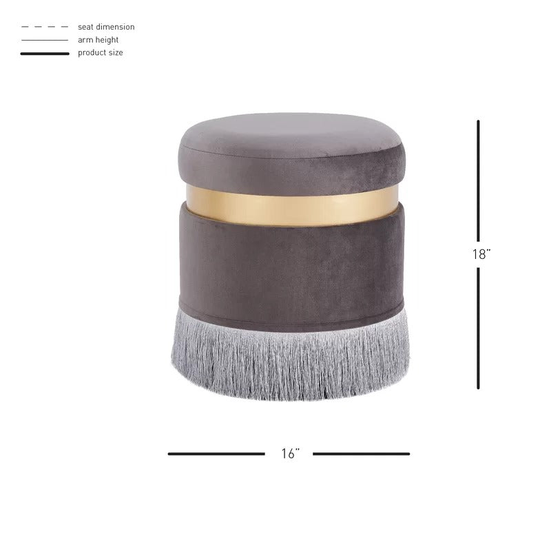 Storage Ottomans 16'' Wide Velvet Round Storage Ottoman with Storage