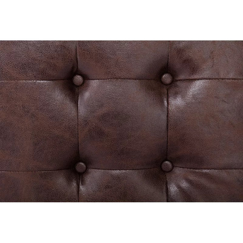 Storage Ottomans: 17.5'' Wide Faux Leather Tufted Square Storage Ottoman with Storage