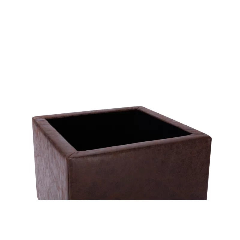 Storage Ottomans: 17.5'' Wide Faux Leather Tufted Square Storage Ottoman with Storage