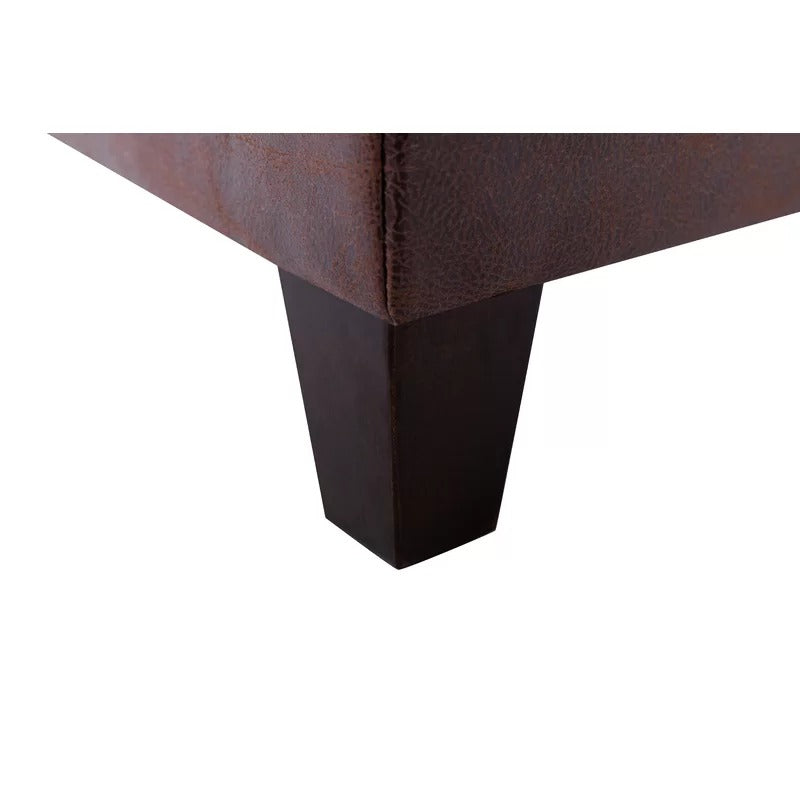 Storage Ottomans: 17.5'' Wide Faux Leather Tufted Square Storage Ottoman with Storage