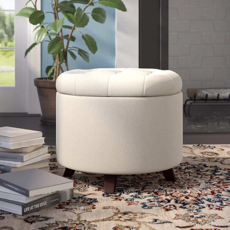 Storage Ottomans 19.7'' Wide Tufted Round Storage Ottoman with Storage