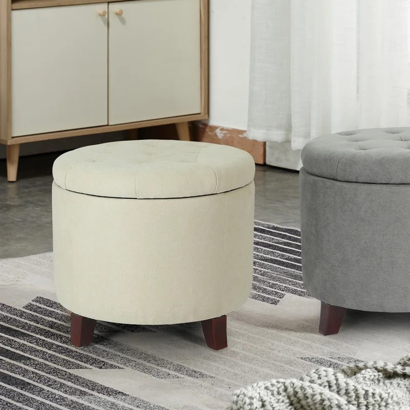 Storage Ottomans 19.7'' Wide Tufted Round Storage Ottoman with Storage