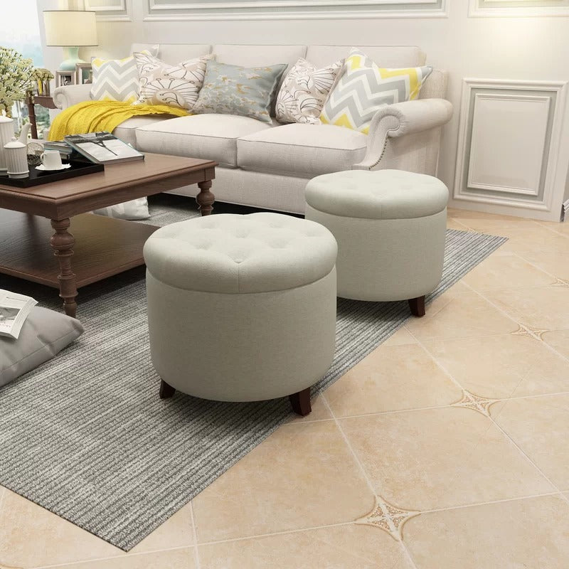 Storage Ottomans 19.7'' Wide Tufted Round Storage Ottoman with Storage