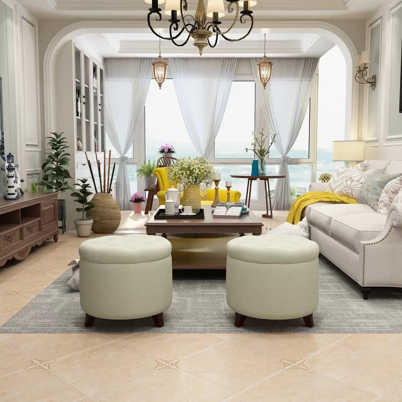 Storage Ottomans 19.7'' Wide Tufted Round Storage Ottoman with Storage