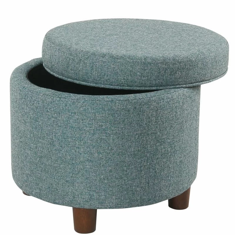 Storage Ottomans: 19'' Wide Round Storage Ottoman with Storage