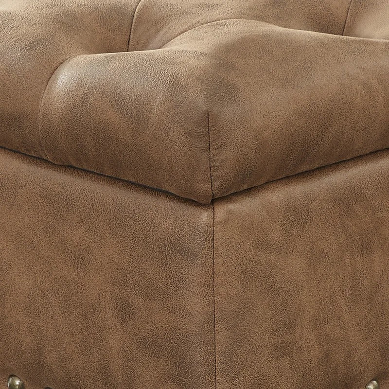 Storage Ottomans 24'' Wide Faux Leather Tufted Rectangle Storage Ottoman with Storage