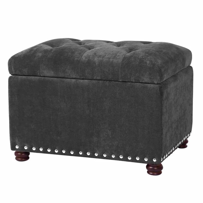 Storage Ottomans: 24'' Wide Velvet Tufted Rectangle Storage Ottoman with Storage