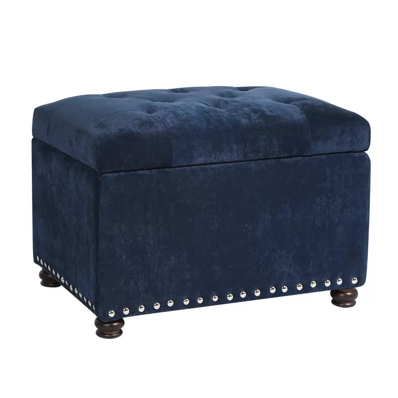 Storage Ottomans: 24'' Wide Velvet Tufted Rectangle Storage Ottoman with Storage