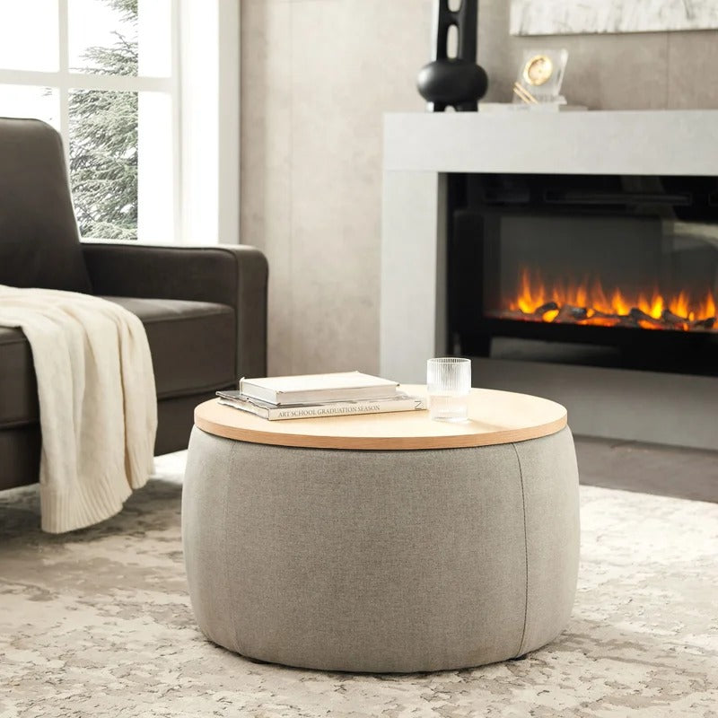 Storage Ottomans 25.5'' Wide Round Storage Ottoman with Storage