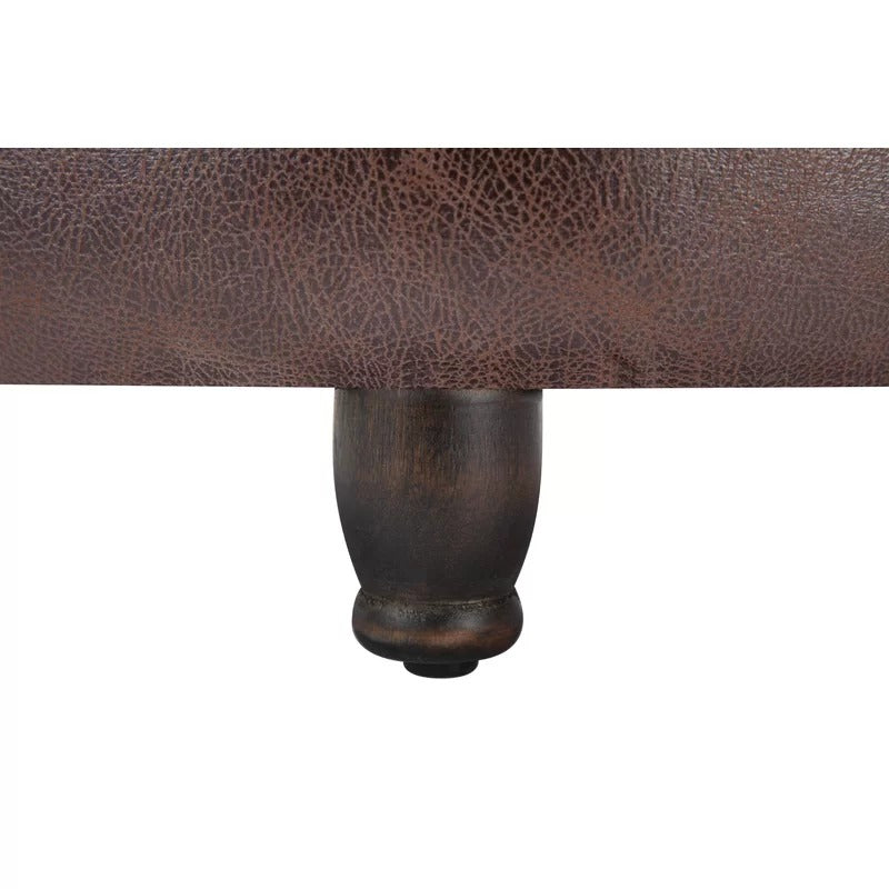 Storage Ottomans 28'' Wide Faux Leather Round Storage Ottoman with Storage