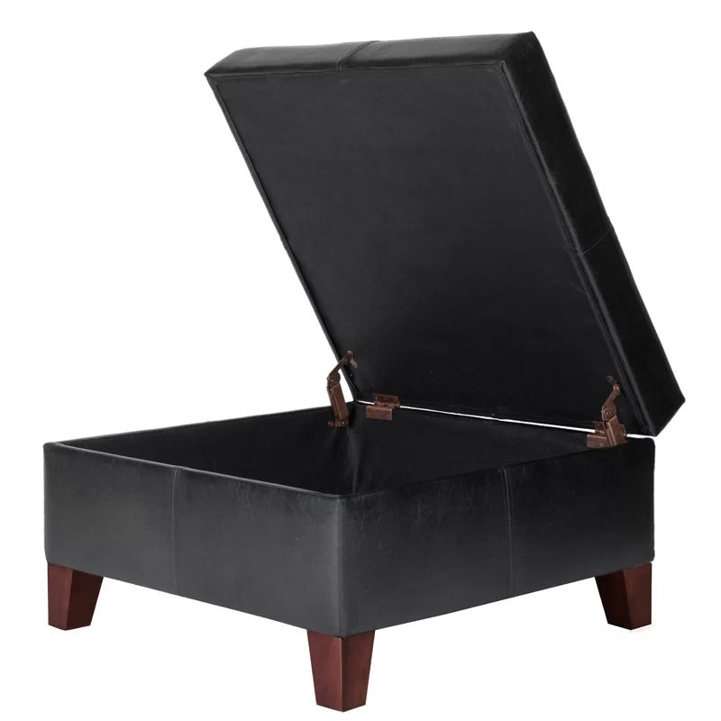 Storage Ottomans 28'' Wide Faux Leather Square Cocktail Ottoman with Storage