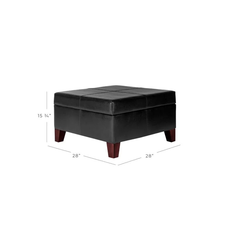 Storage Ottomans 28'' Wide Faux Leather Square Cocktail Ottoman with Storage