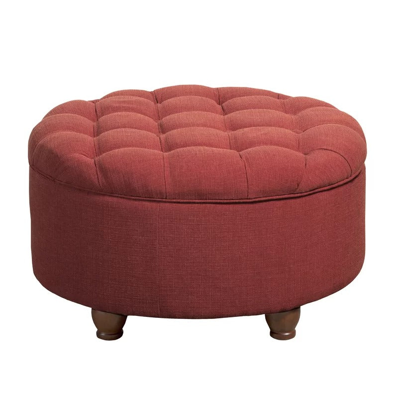 Storage Ottomans: 28'' Wide Tufted Round Storage Ottoman with Storage