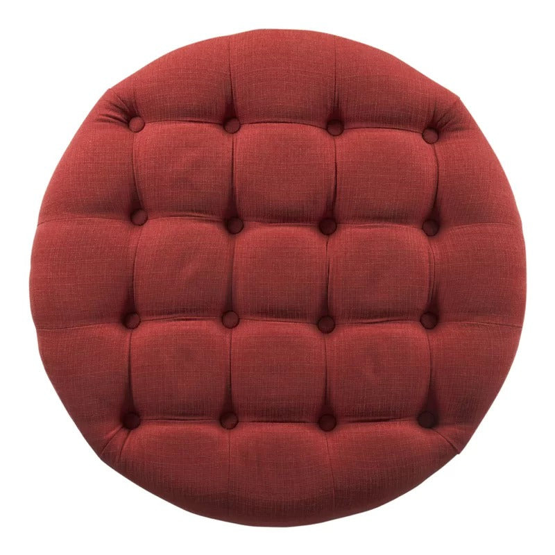 Storage Ottomans: 28'' Wide Tufted Round Storage Ottoman with Storage