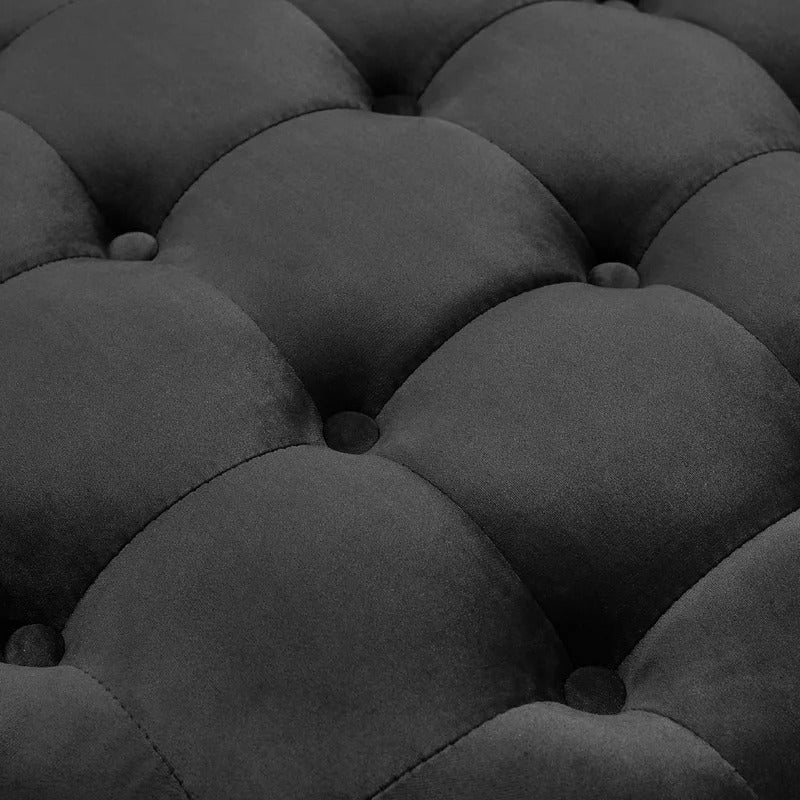 Storage Ottomans: 28'' Wide Velvet Tufted Round Storage Ottoman with Storage