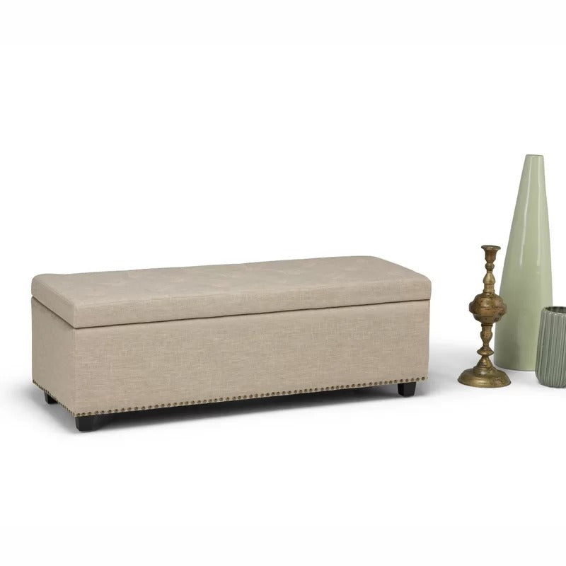 Storage Ottomans: 48'' Wide Tufted Rectangle Storage Ottoman with Storage