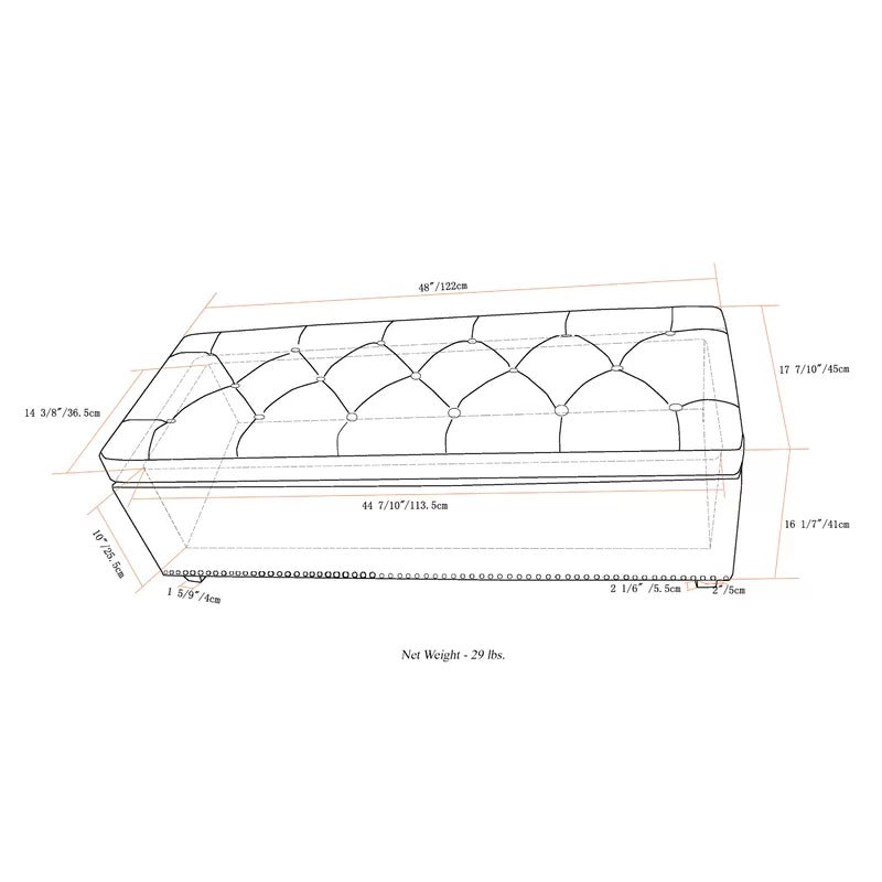 Storage Ottomans: 48'' Wide Tufted Rectangle Storage Ottoman with Storage
