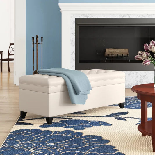 Storage Ottomans 50'' Wide Faux Leather Tufted Rectangle Storage Ottoman with Storage