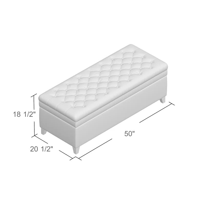 Storage Ottomans 50'' Wide Faux Leather Tufted Rectangle Storage Ottoman with Storage