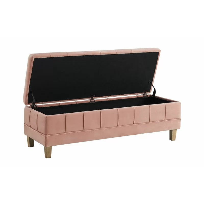 Storage Ottomans: 52'' Wide Velvet Tufted Rectangle Storage Ottoman with Storage