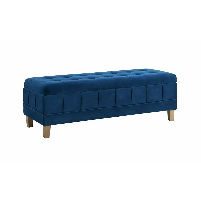 Storage Ottomans: 52'' Wide Velvet Tufted Rectangle Storage Ottoman with Storage