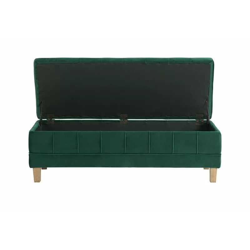 Storage Ottomans: 52'' Wide Velvet Tufted Rectangle Storage Ottoman with Storage