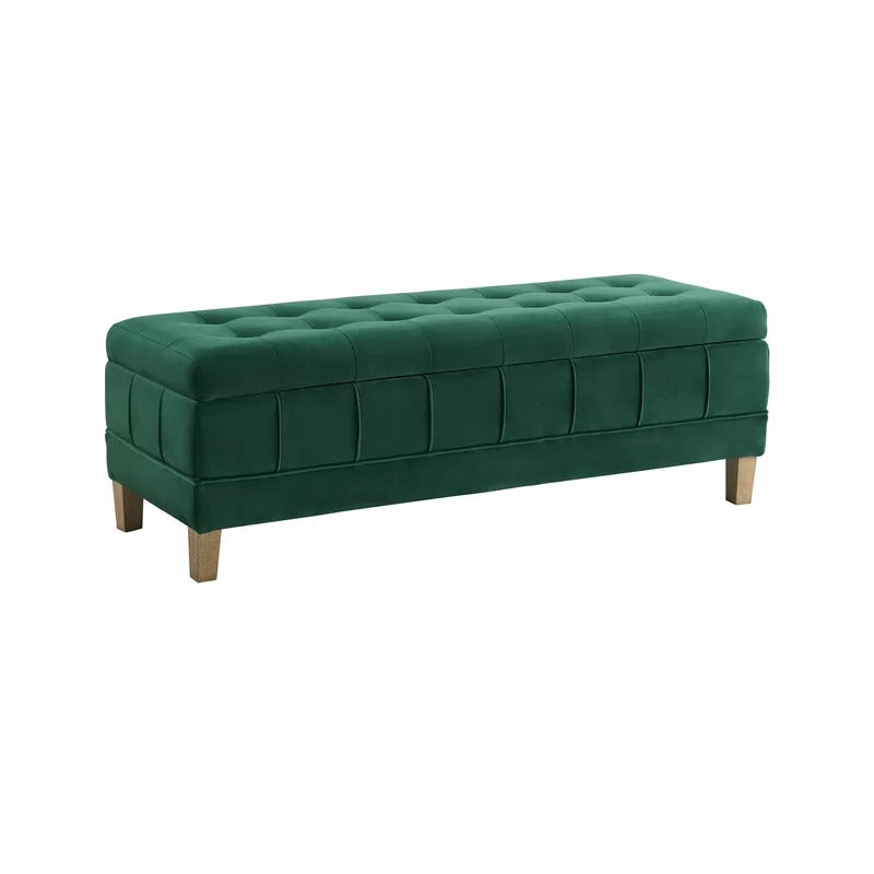 Storage Ottomans: 52'' Wide Velvet Tufted Rectangle Storage Ottoman with Storage