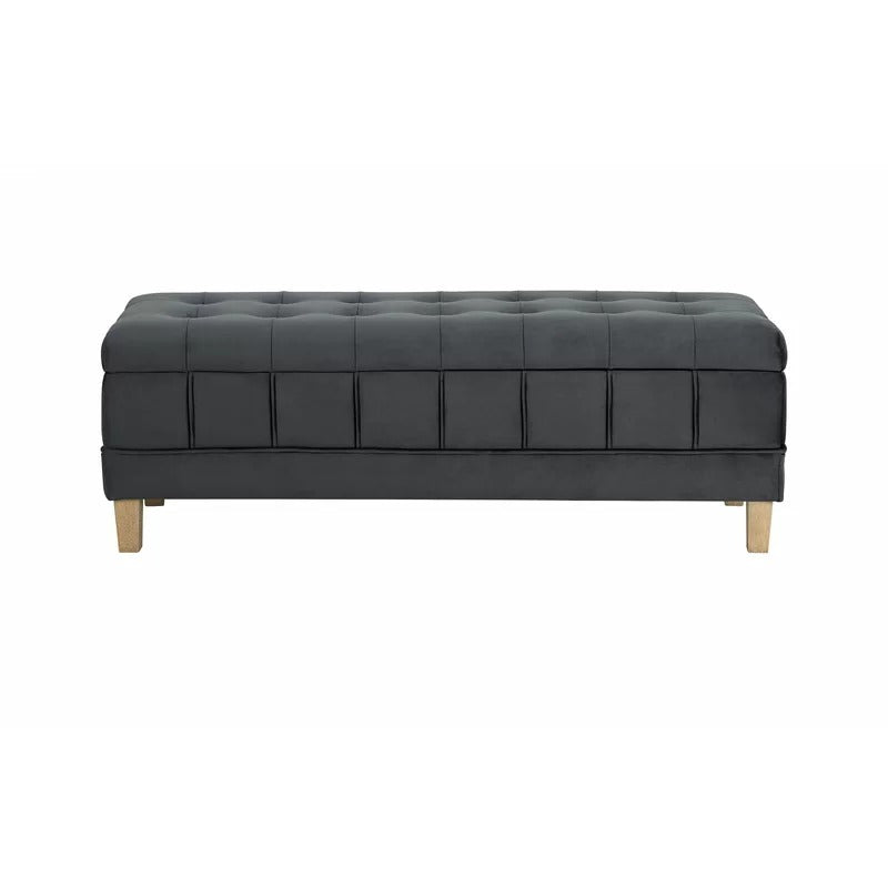 Storage Ottomans: 52'' Wide Velvet Tufted Rectangle Storage Ottoman with Storage