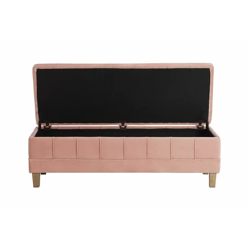 Storage Ottomans: 52'' Wide Velvet Tufted Rectangle Storage Ottoman with Storage