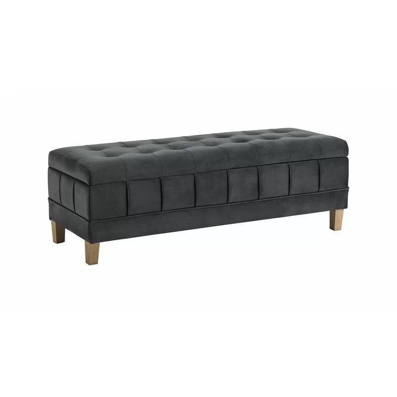 Storage Ottomans: 52'' Wide Velvet Tufted Rectangle Storage Ottoman with Storage