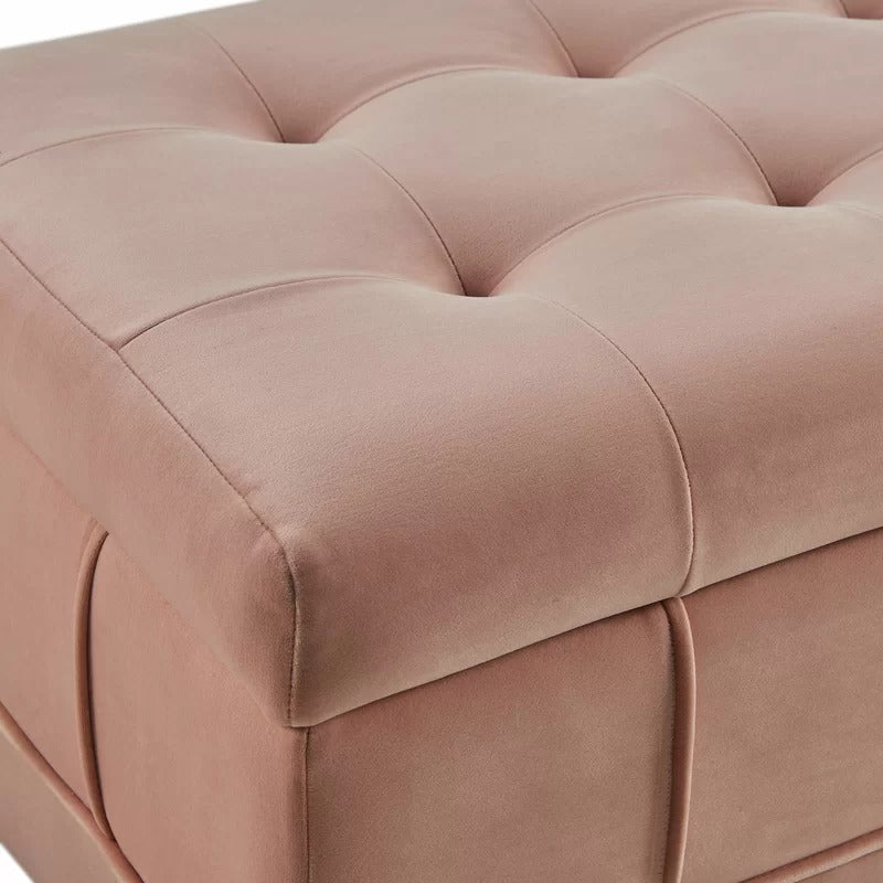 Storage Ottomans: 52'' Wide Velvet Tufted Rectangle Storage Ottoman with Storage