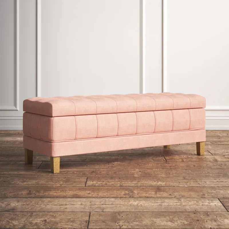 Storage Ottomans: 52'' Wide Velvet Tufted Rectangle Storage Ottoman with Storage