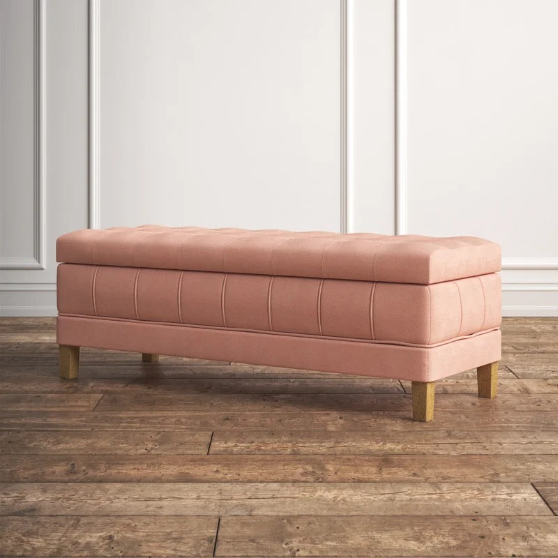 Storage Ottomans: 52'' Wide Velvet Tufted Rectangle Storage Ottoman with Storage