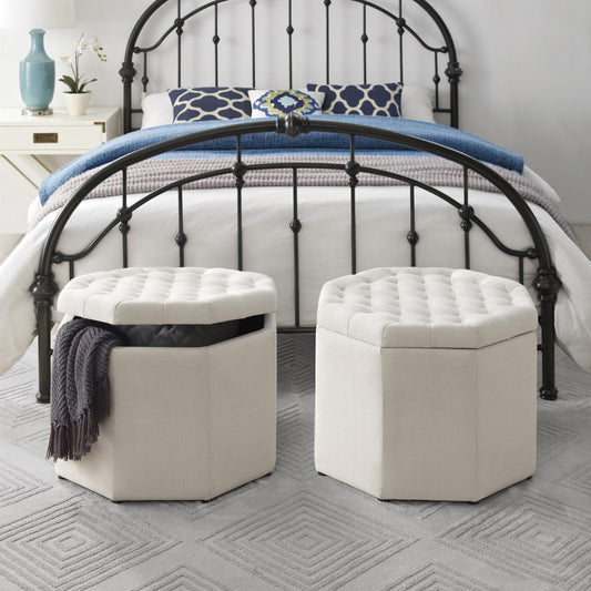 Storage Ottomans: Linen Upholstered Storage Ottoman