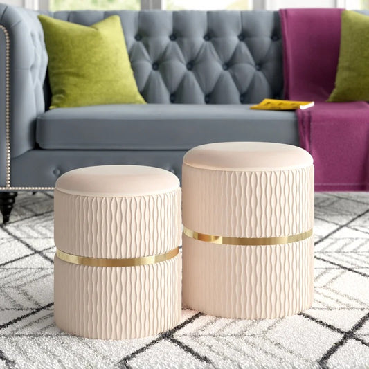 Storage Ottomans Velvet Round Storage Ottoman with Storage