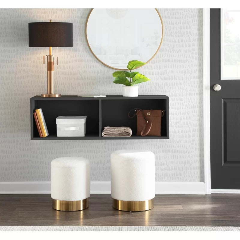 Storage Ottomans: Velvet Round Storage Ottoman with Storage