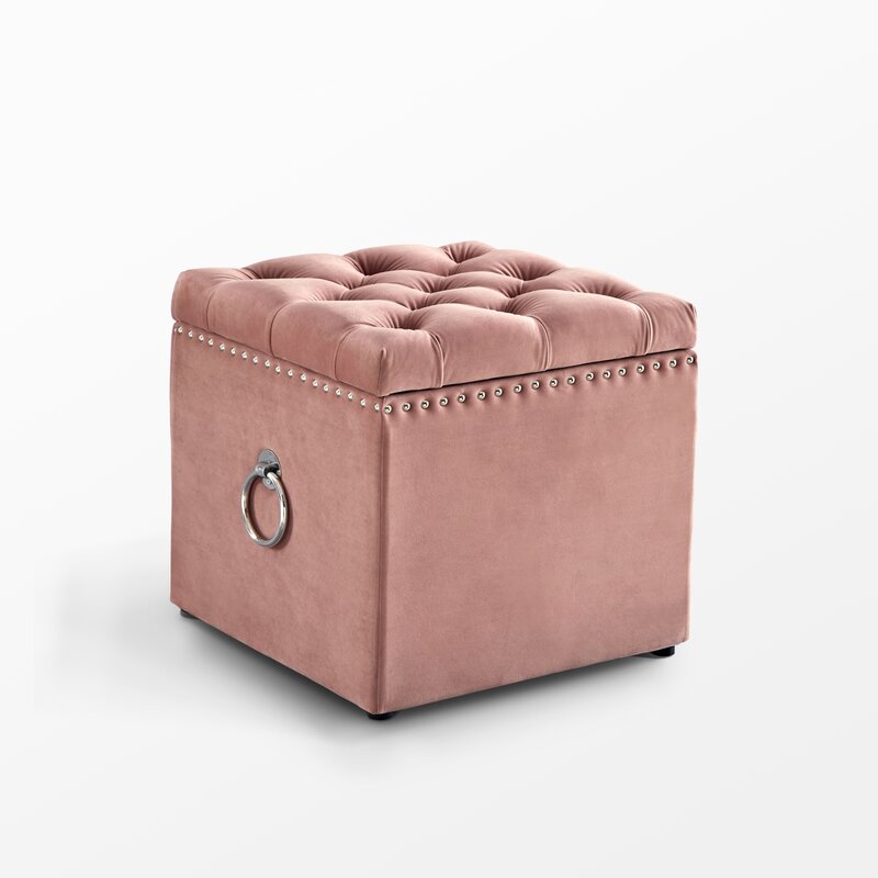 Storage Ottomans: Velvet Storage Ottoman with Knob