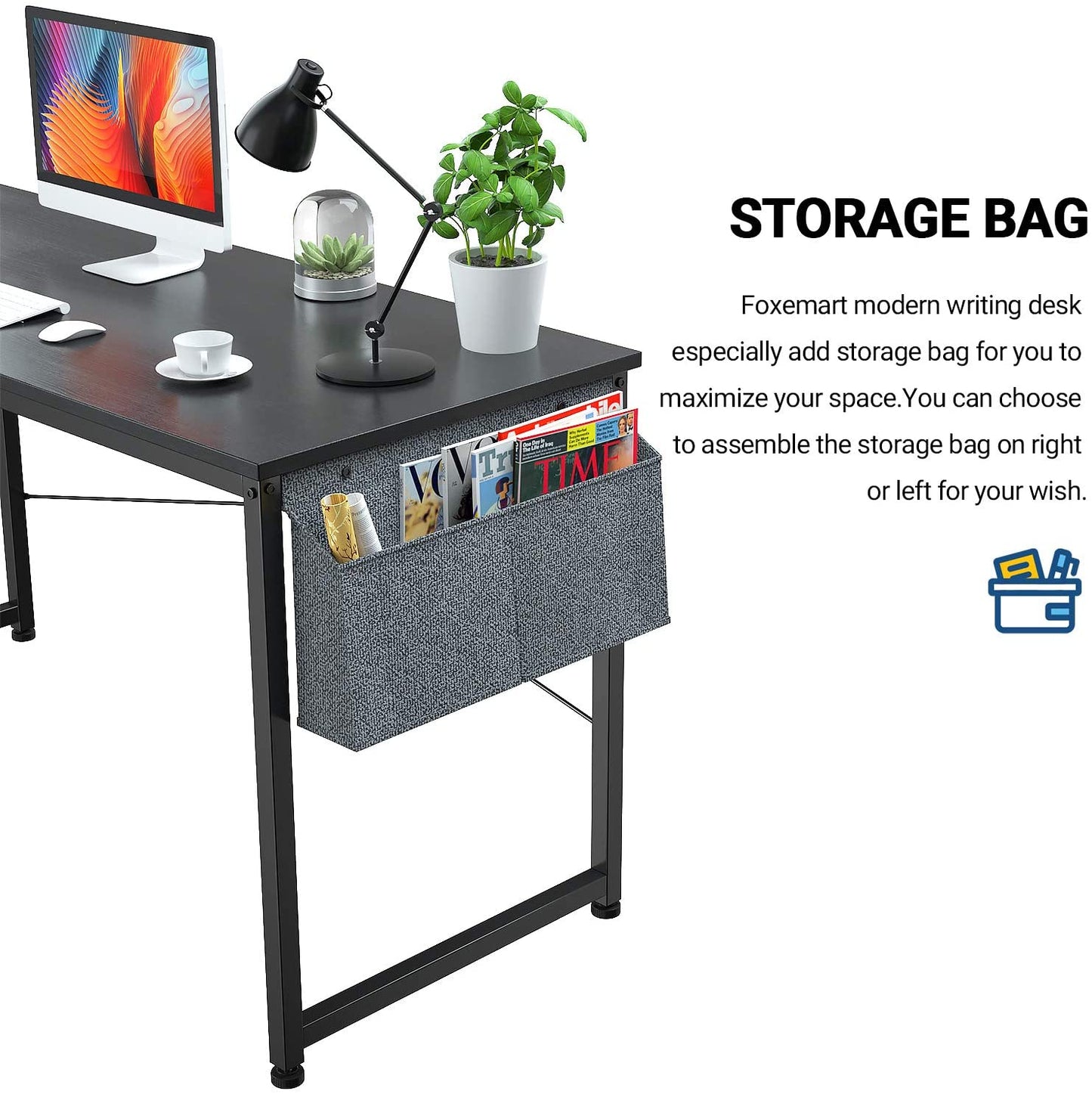 Study Table : 47 Inch Home Office Desk & Study Table with Storage Shelves