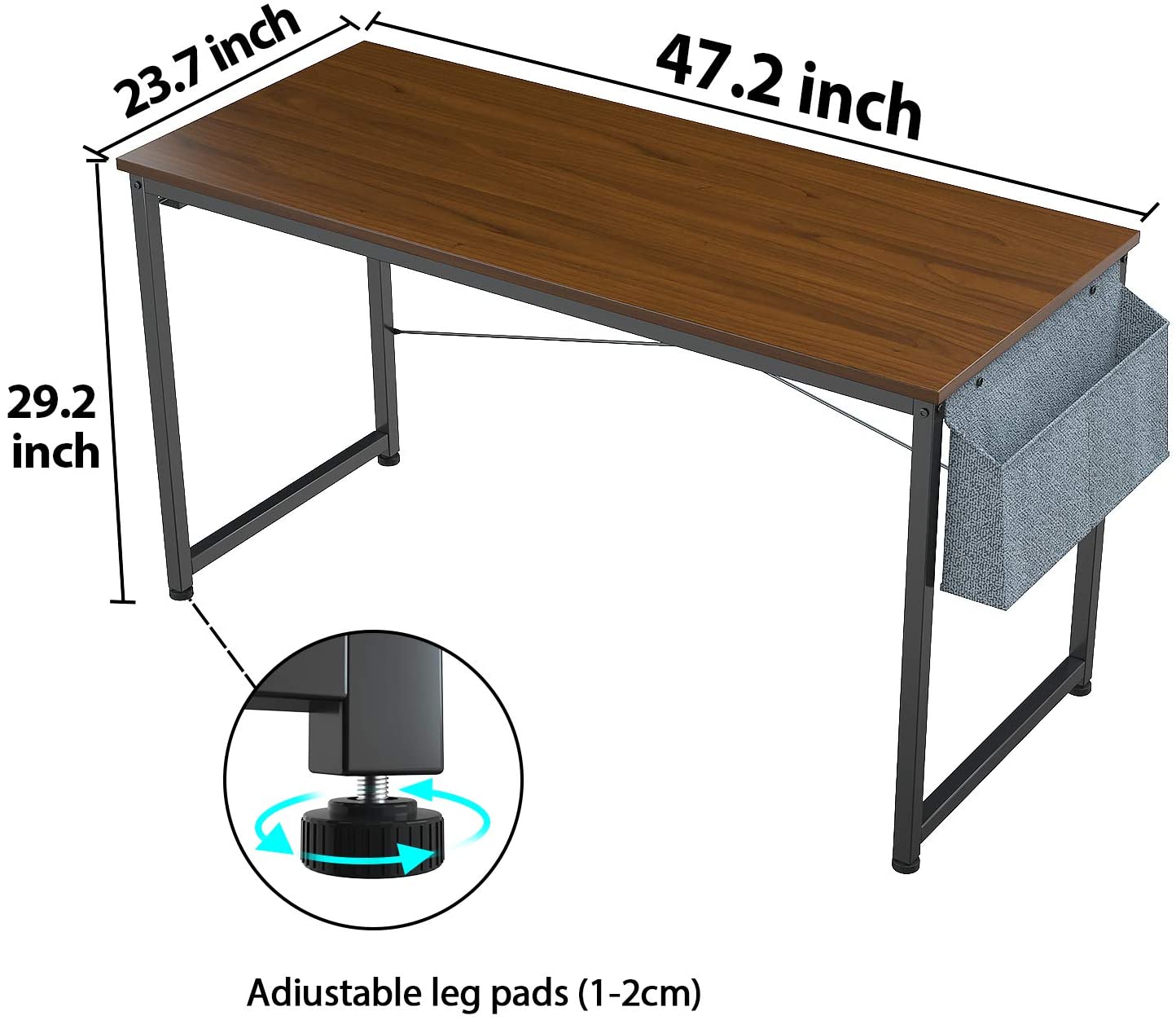 Study Table : 47 Inch Home Office Desk & Study Table with Storage Shelves
