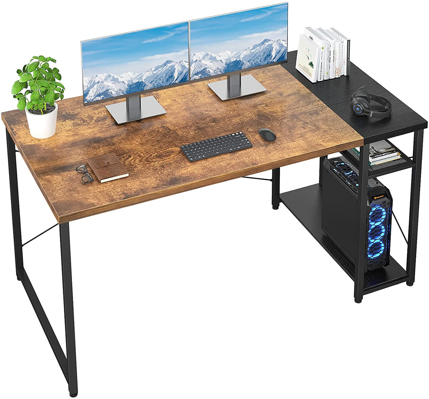 Study Table : 47 Inch Home Office Desk & Study Table with Storage Shelves