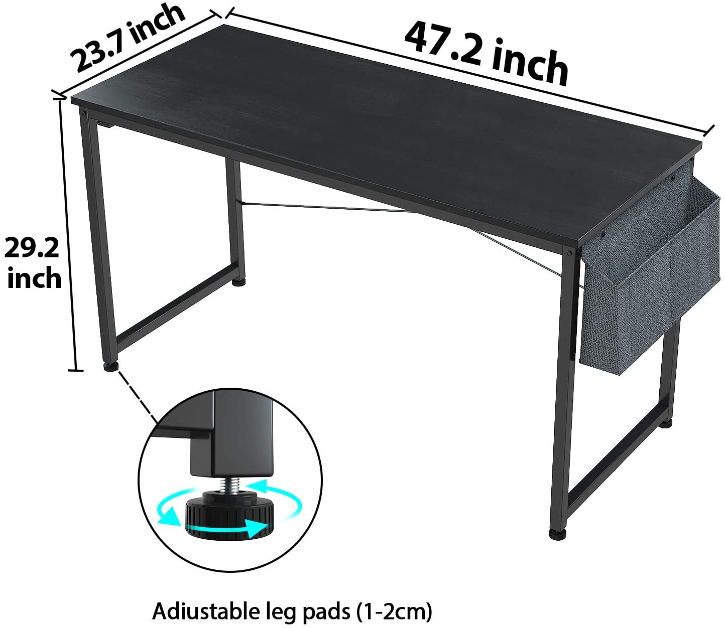 Study Table : 47 Inch Home Office Desk & Study Table with Storage Shelves