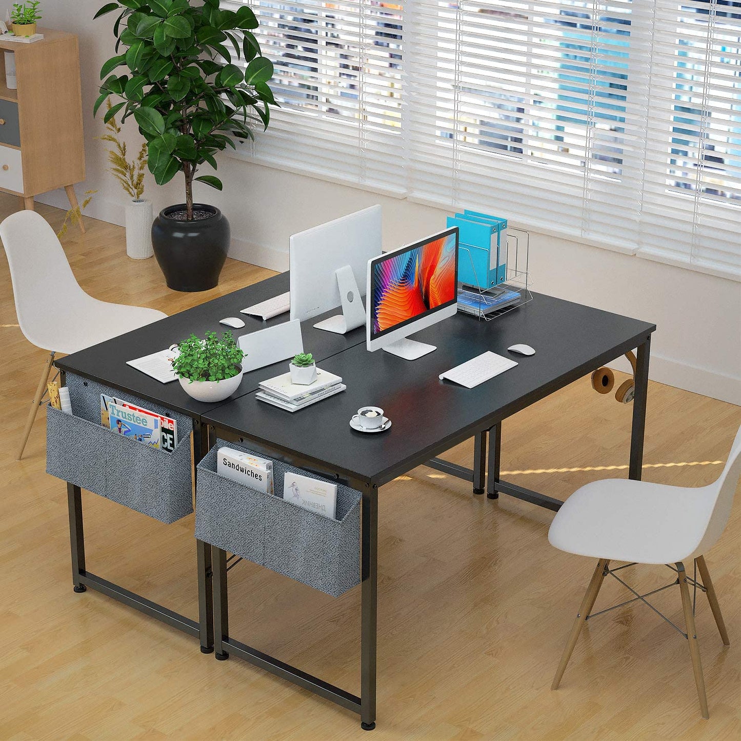 Study Table : 47 Inch Home Office Desk & Study Table with Storage Shelves