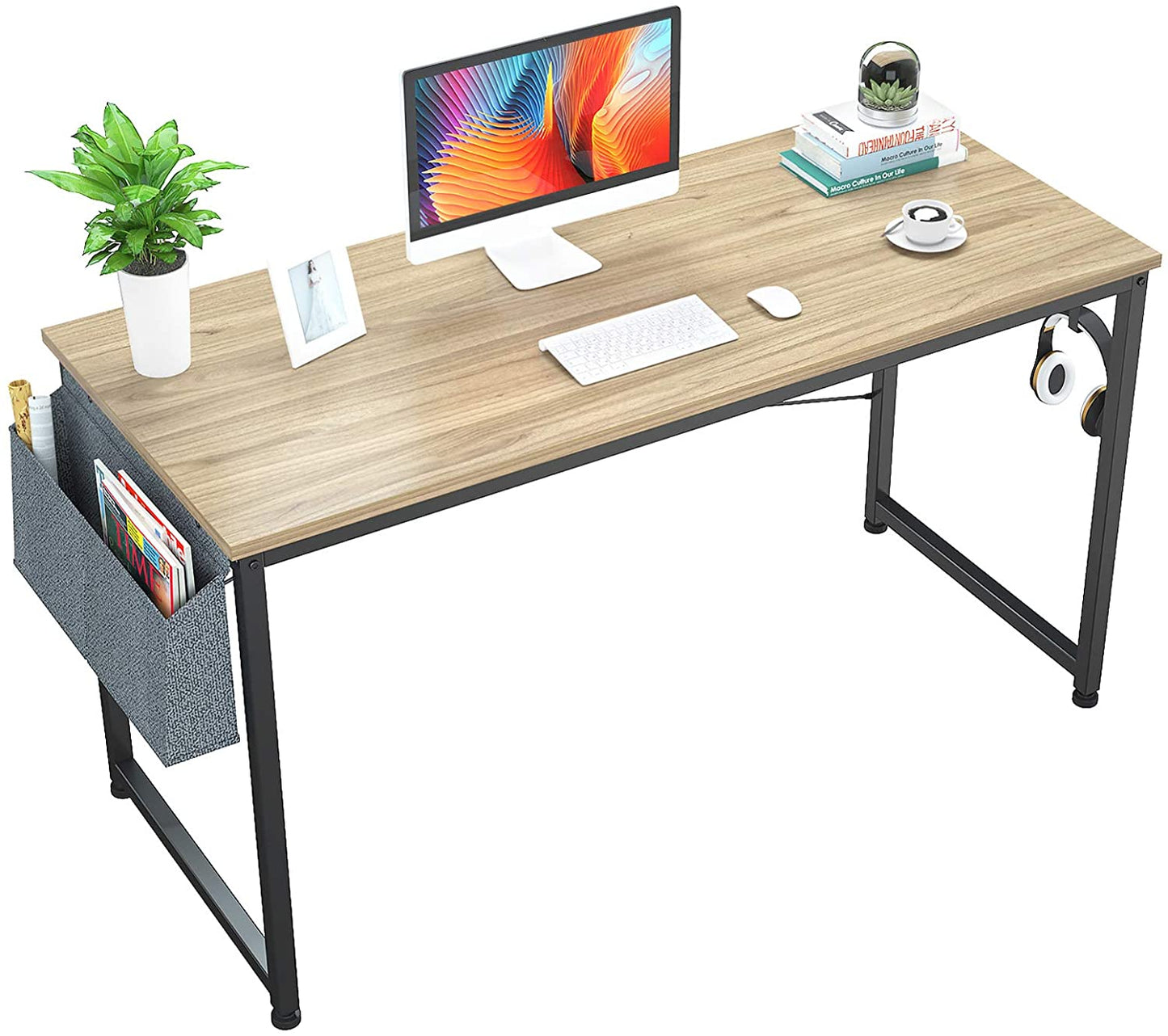 Study Table : 47 Inch Home Office Desk & Study Table with Storage Shelves