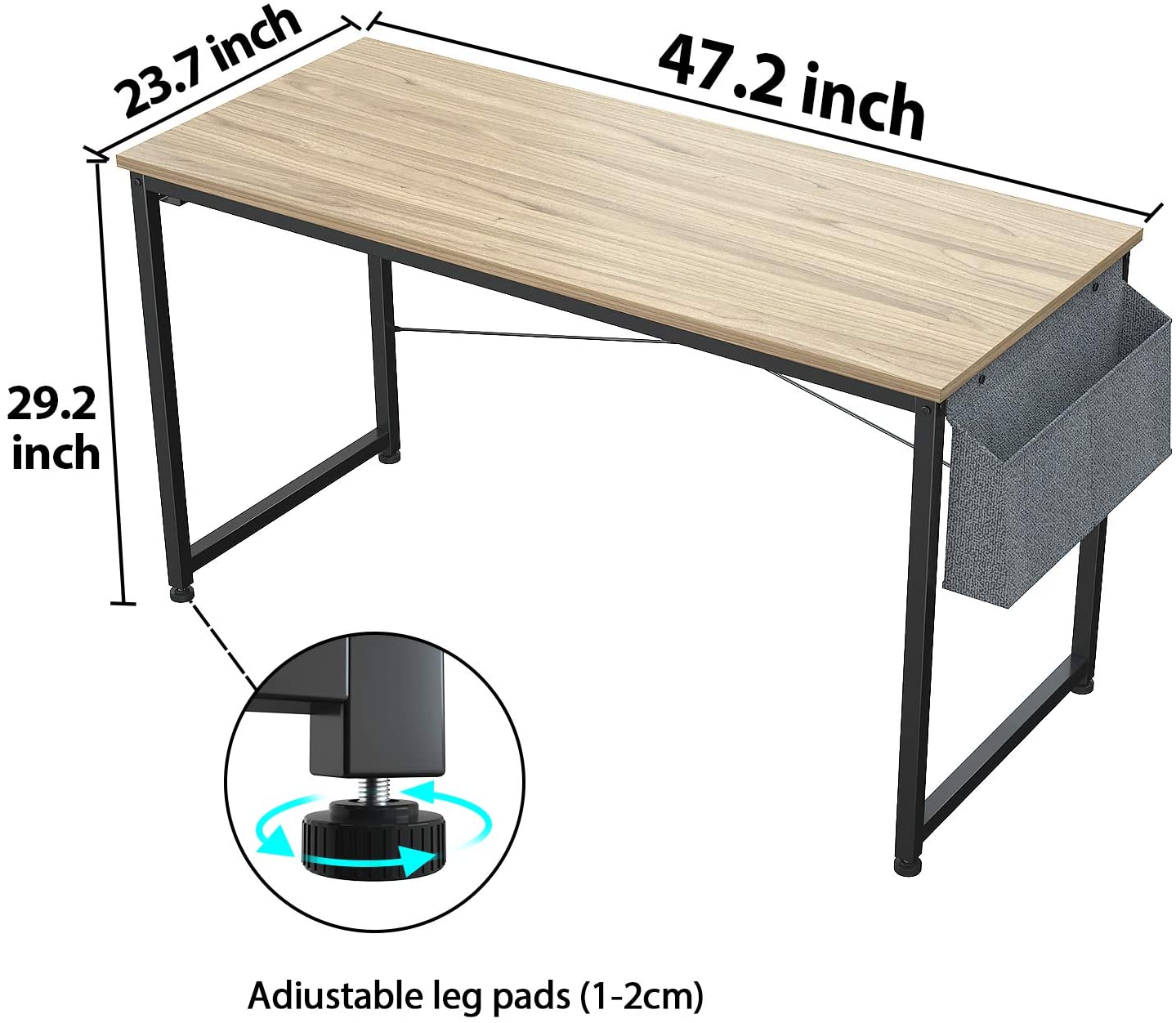 Study Table : 47 Inch Home Office Desk & Study Table with Storage Shelves