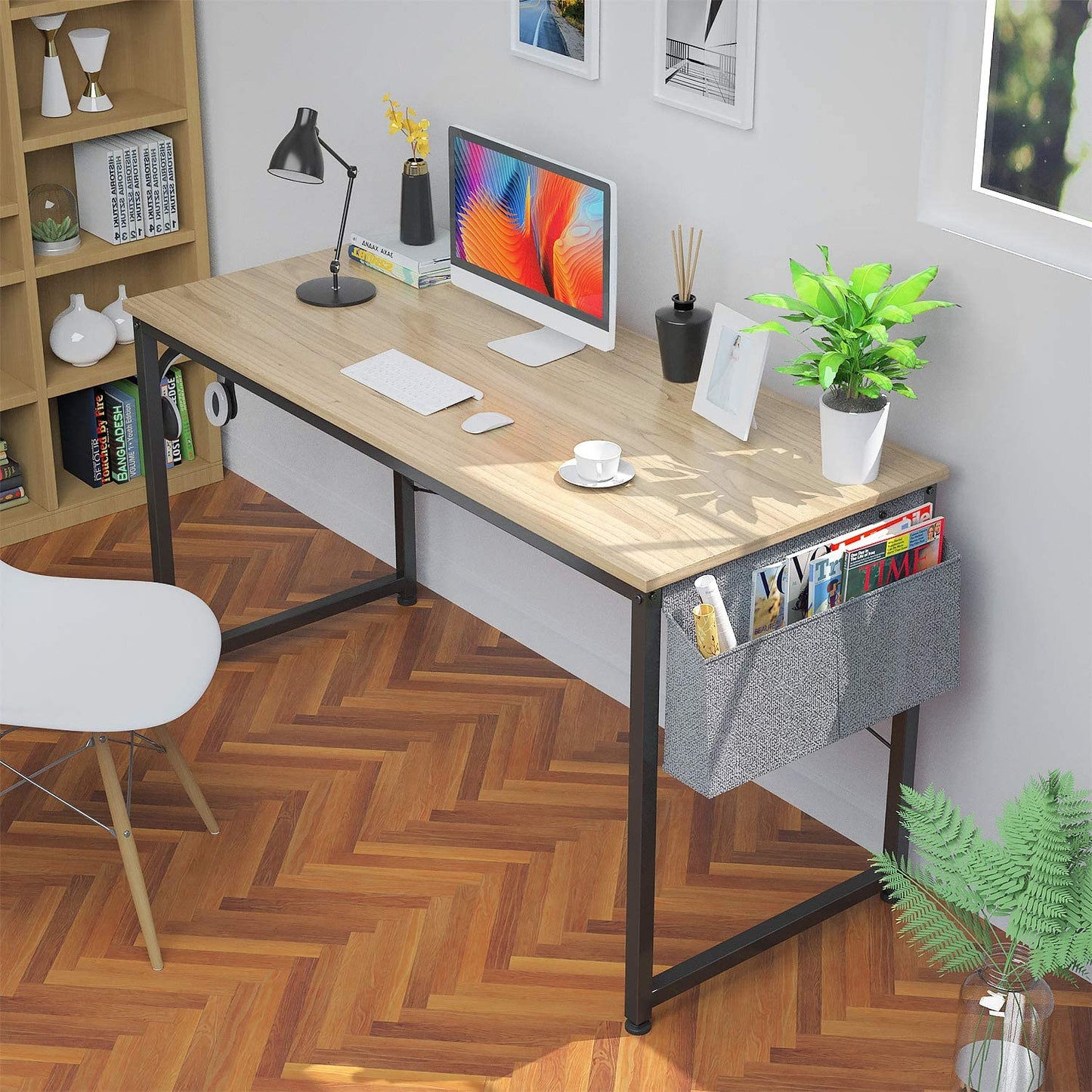 Study Table : 47 Inch Home Office Desk & Study Table with Storage Shelves