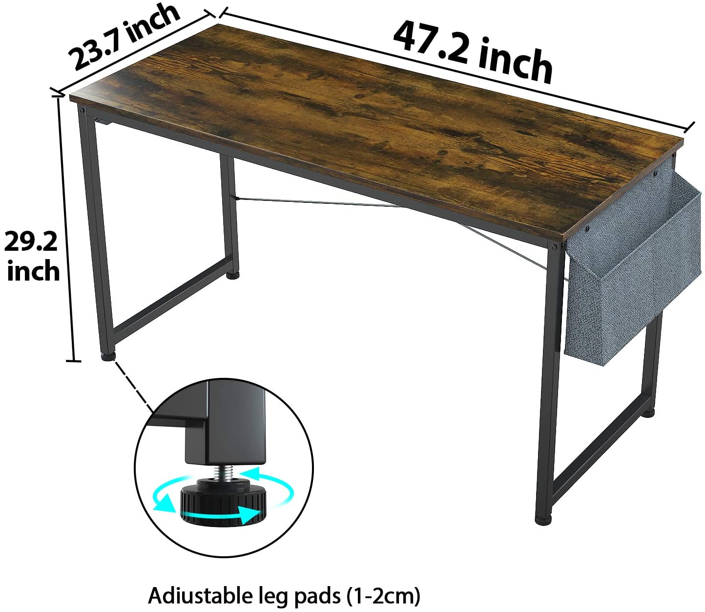 Study Table : 47 Inch Home Office Desk & Study Table with Storage Shelves