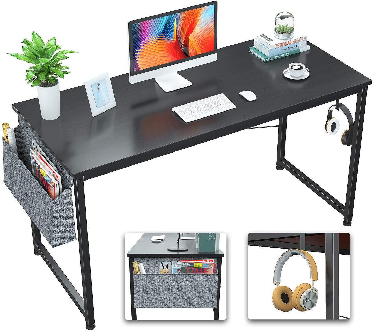 Study Table : 47 Inch Home Office Desk & Study Table with Storage Shelves
