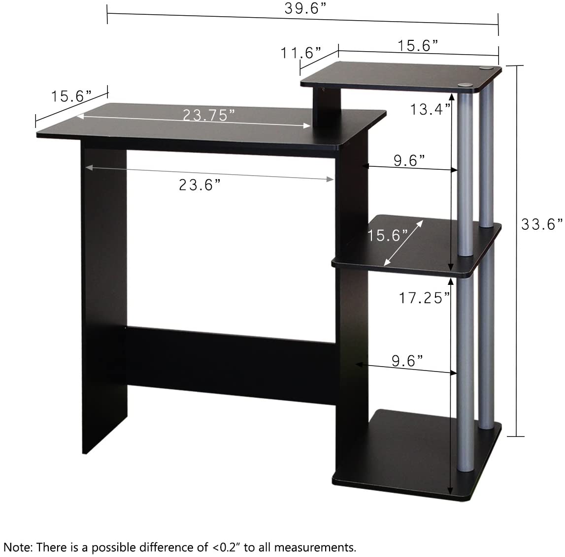Study Table : Computer Desk, Square Side Shelves & Study Table