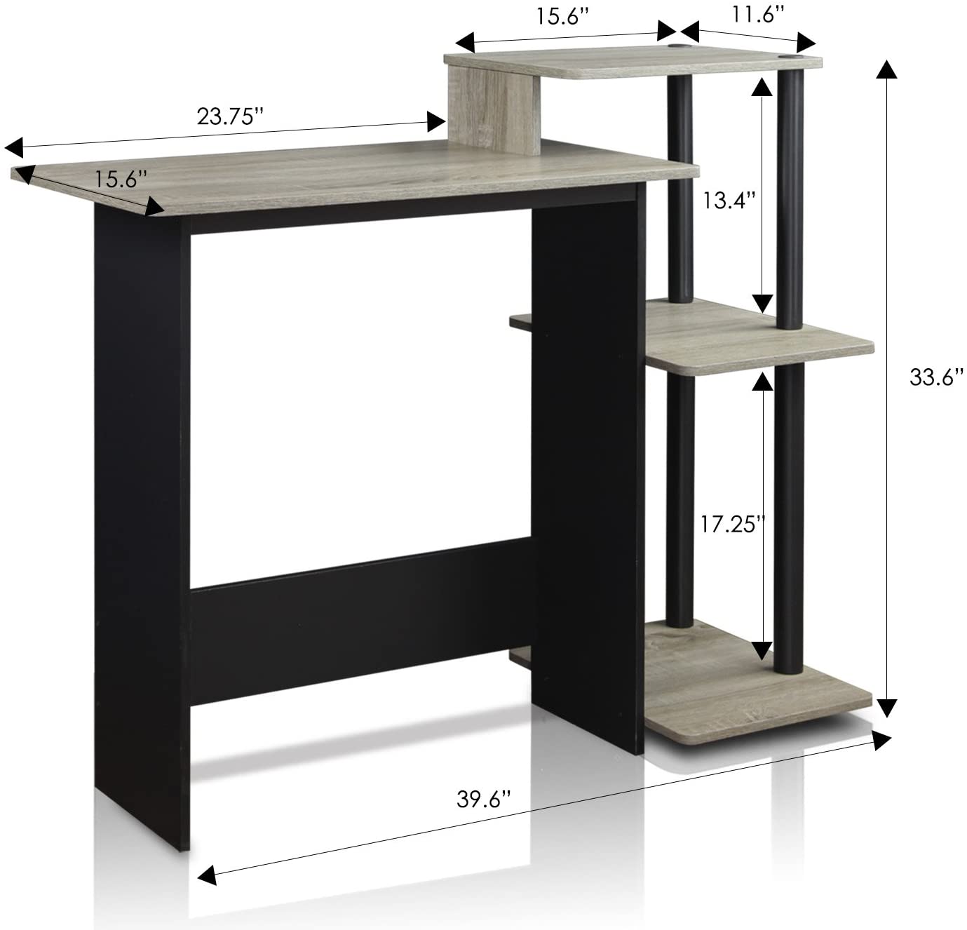 Study Table : Computer Desk, Square Side Shelves & Study Table